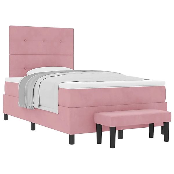 vidaXL Boxspringbett mit Matratze mit Kopfteil Rosa 120 x 200 cm Samt 33445 günstig online kaufen