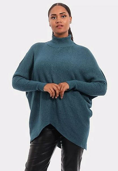 YC Fashion & Style Longpullover Stehkragen-Pullover in gerippter Elastik-Qu günstig online kaufen
