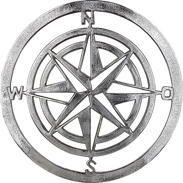 GILDE Wanddekoobjekt »Wandrelief Windrose, silber«, (1 St.), Wanddeko, Ø 50 günstig online kaufen