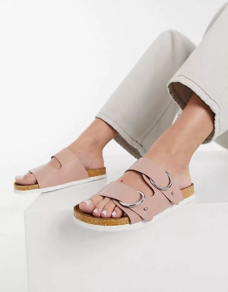 ASOS DESIGN – Fewer – Sandalen mit doppelten Riemen in Staubrosa günstig online kaufen