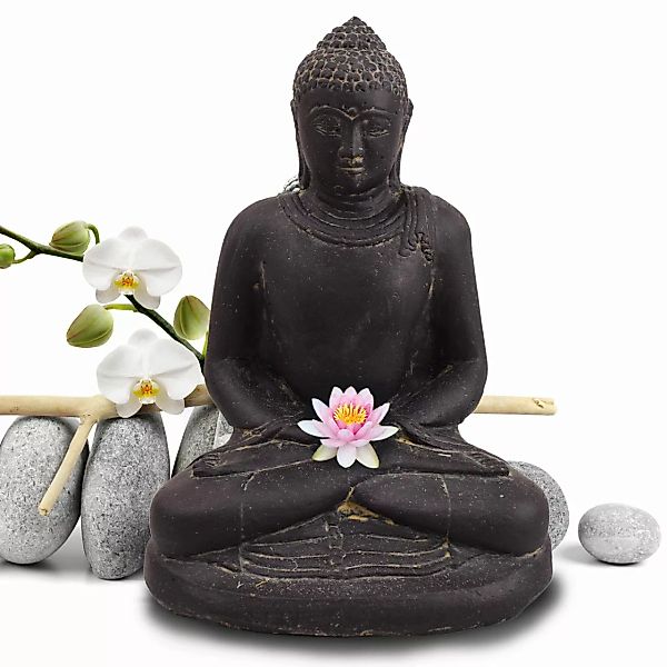 Skulptur Meditierender Buddha Dharwad Mit Dhyana Geste 30 Cm günstig online kaufen