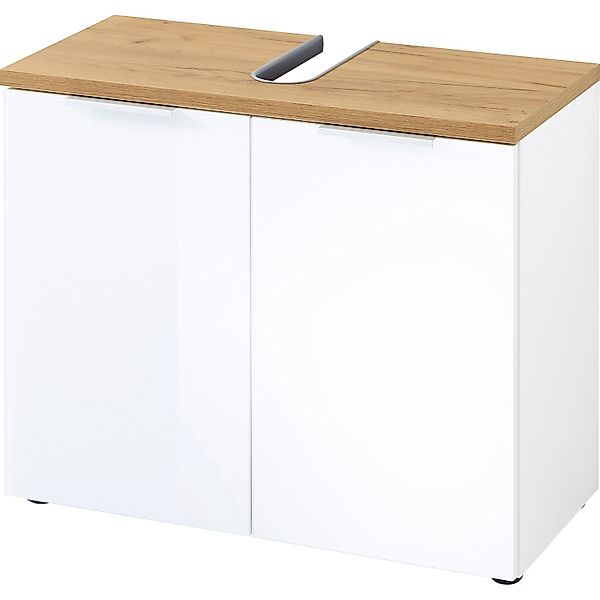 Germania Waschbeckenunterschrank GW-Pescara Weiß-Eiche 70 cm x 58 cm x 34 c günstig online kaufen