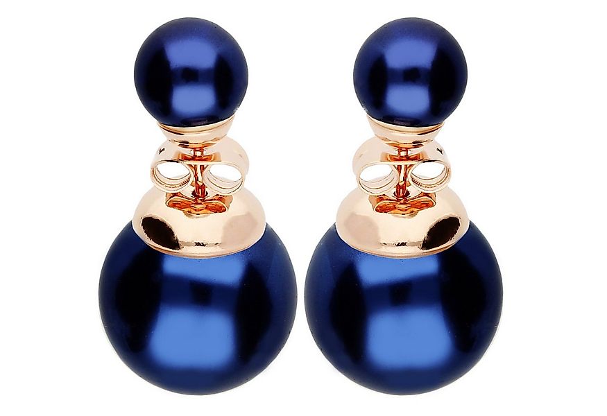 LÖB Paar Ohrstecker 750 (18 Karat) Roségold vergoldet Ohrstecker Zwei Perle günstig online kaufen