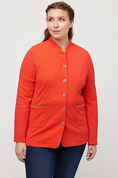 Ulla Popken Blusenblazer Sweat-Janker Struktur Stehkragen Schmuckknöpfe günstig online kaufen