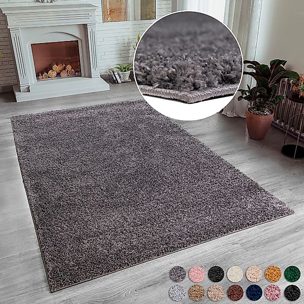 my home Hochflor-Teppich "Shaggy 30" rechteckig 30 mm Höhe Teppich, Uni Far günstig online kaufen