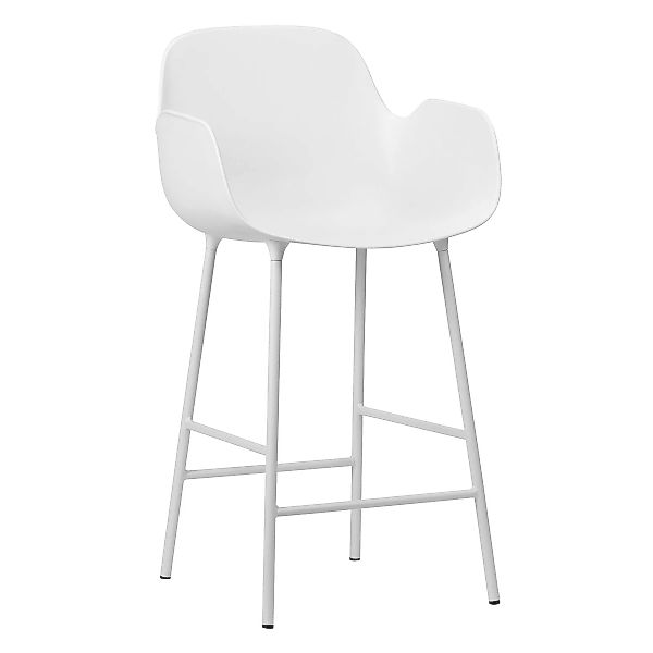 Normann Copenhagen - Form Bararmlehnstuhl Gestell Stahl 65cm - weiß/Sitzsch günstig online kaufen