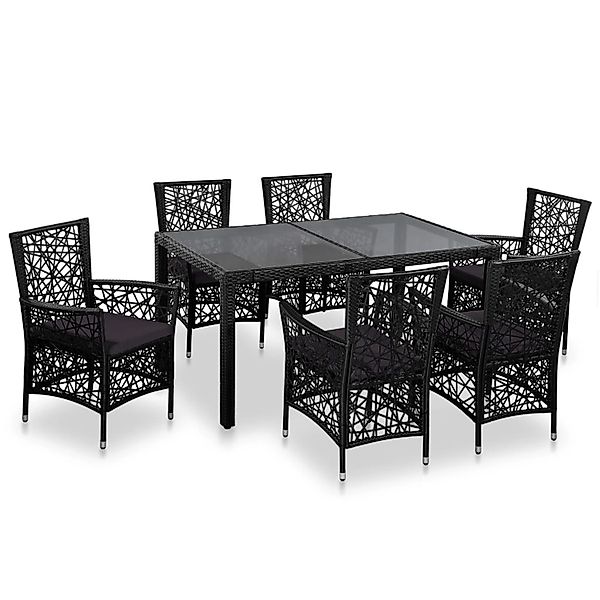 vidaXL 7-tlg Garten-Essgruppe Poly Rattan Schwarz Modell 33 günstig online kaufen