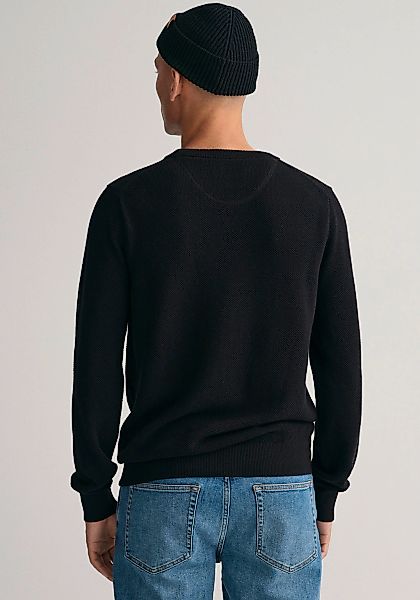 Gant Rundhalspullover "COTTON PIQUE C-NECK", mit Logostickerei auf der Brus günstig online kaufen