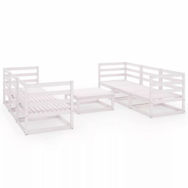 7-tlg. Garten-lounge-set Weiß Kiefer Massivholz günstig online kaufen