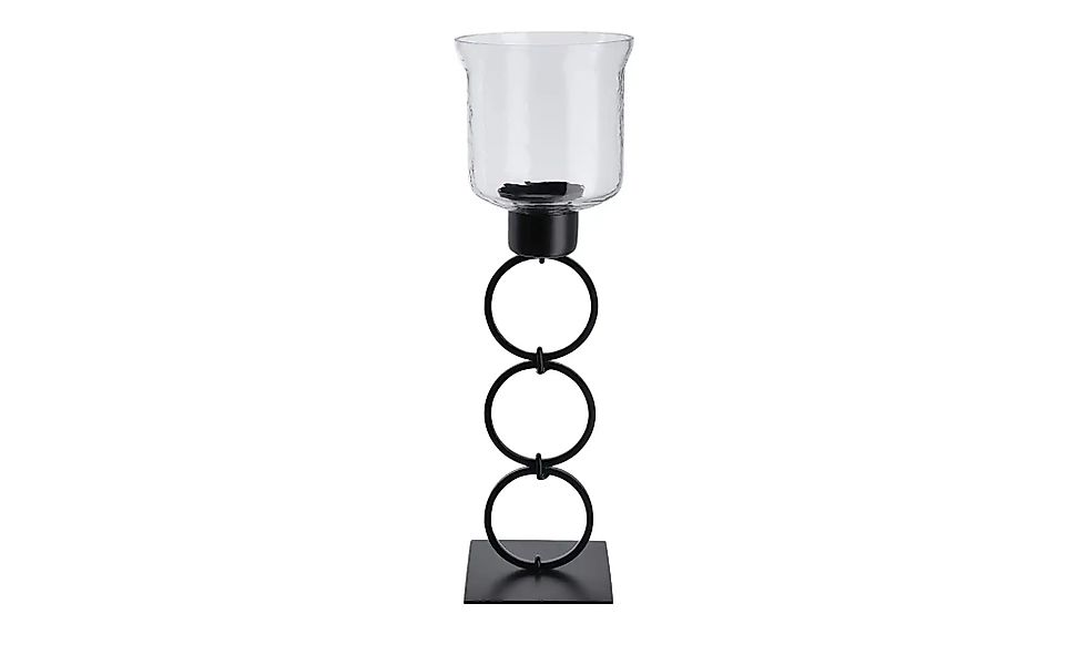 Windlicht    ¦ schwarz ¦ Metall,Glas ¦ Maße (cm): H: 37,5  Ø: 11.5 Accessoi günstig online kaufen