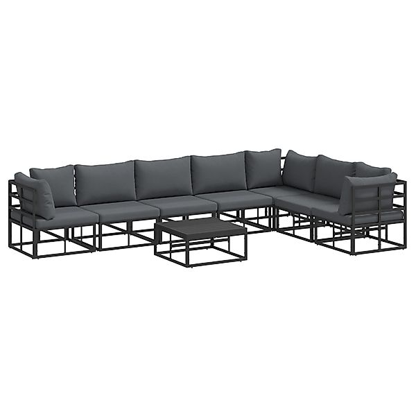 vidaXL Garten-Sofa-Set mit Kissen 8-Tlg Schwarz Aluminium 3378873 günstig online kaufen