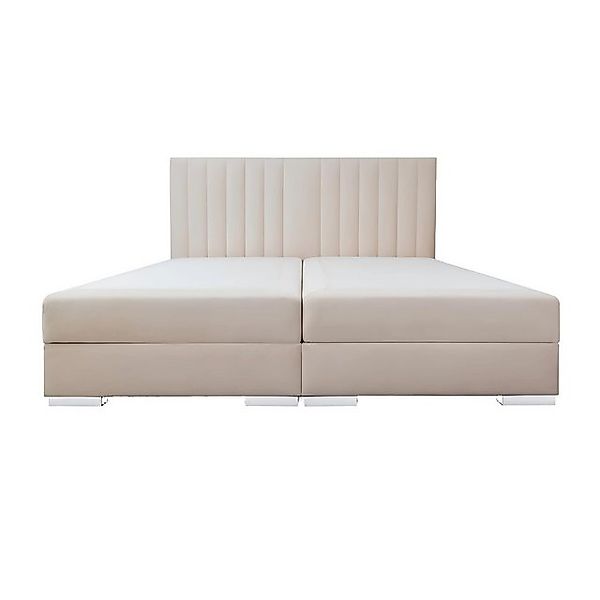 Xlmoebel Bett Luxuriöses Doppelbett mit Bezug in Beige, modernem Holzdesign günstig online kaufen