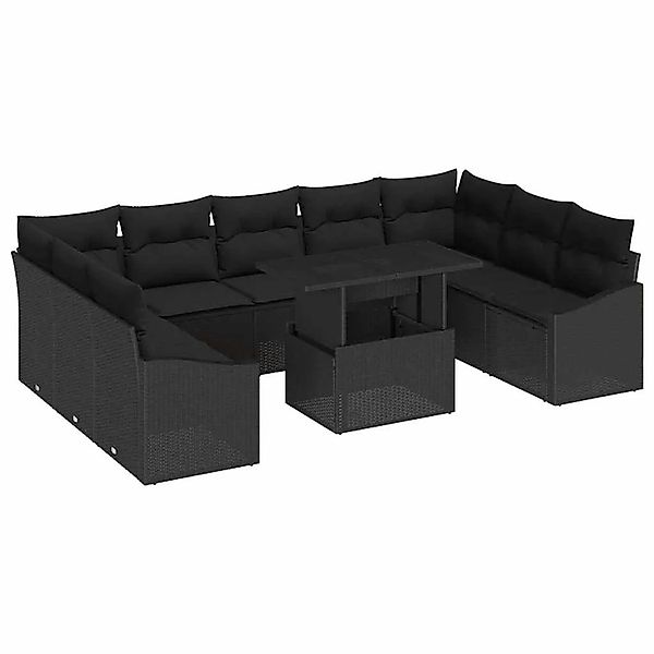 vidaXL Sofa Set mit Kissen 10-Tlg Schwarz Poly-Rattan 3349069 günstig online kaufen
