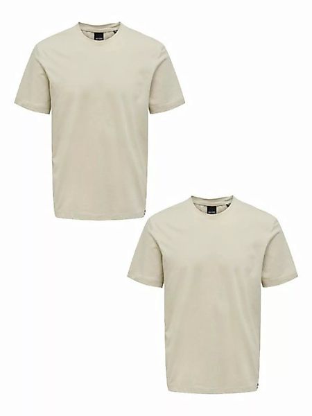 ONLY & SONS T-Shirt T-Shirt 2er-Set Rundhals Kurzarm (1-tlg) 7642 in Beige- günstig online kaufen