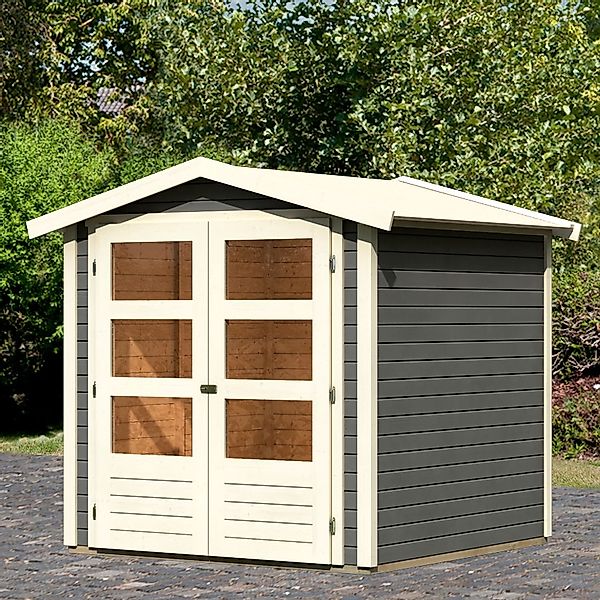 Karibu Gartenhaus "Amberg 2" anthrazit, naturbelassen oder terragrau günstig online kaufen