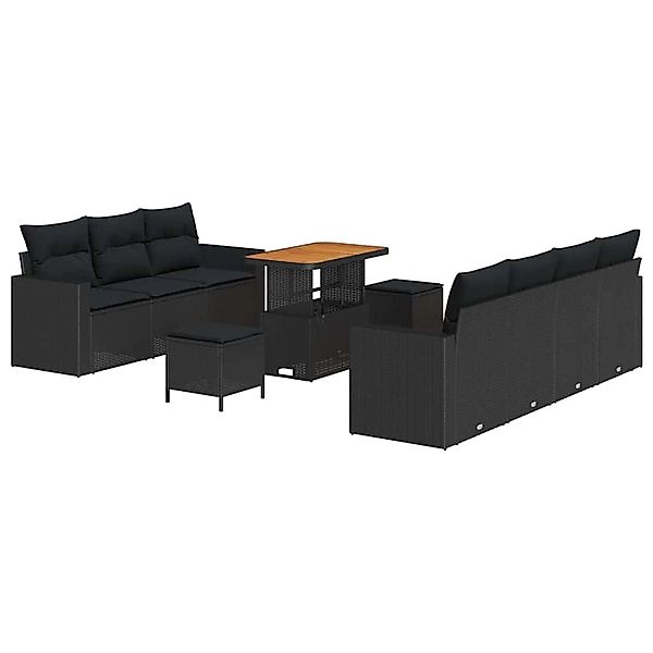 vidaXL Garten-Sofa-Set 10-Tlg Schwarz Poly Rattan 3361579 günstig online kaufen