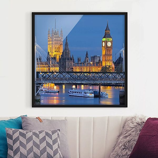 Bild mit Rahmen Architektur & Skyline - Quadrat Big Ben und Westminster Pal günstig online kaufen