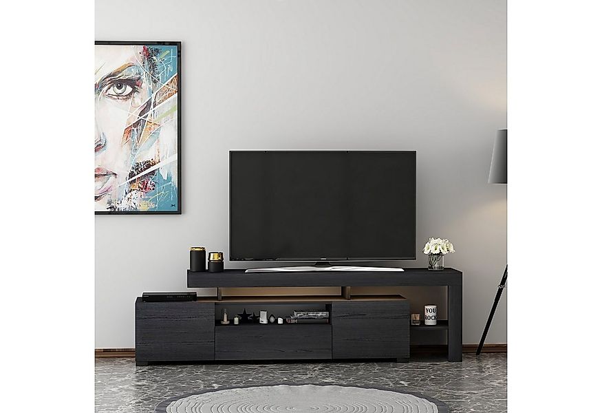 moebel17 Lowboard TV Lowboard Schwarz mit LED-Leuchten 9055 (Einzelmöbel, 1 günstig online kaufen