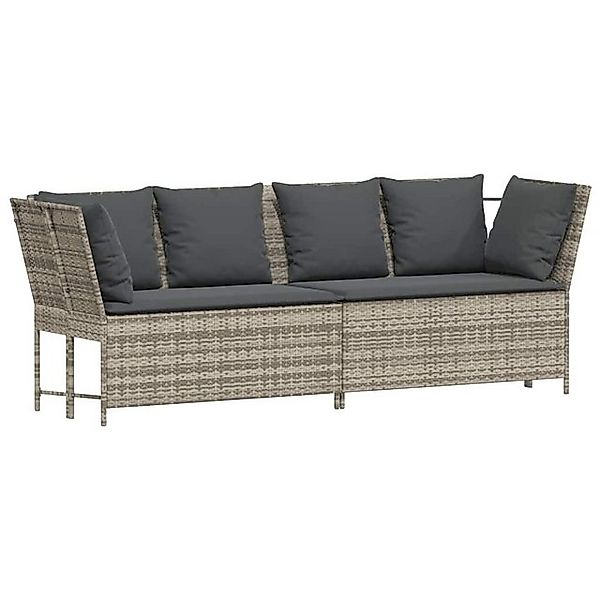 vidaXL Loungesofa Gartensofa mit Kissen Hellgrau Poly Rattan, 1 Teile günstig online kaufen