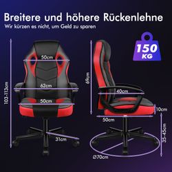 ALFORDSON Bürostuhl Racing Schreibtischstuhl, Drehbarer PC-Gaming-Stuhl günstig online kaufen