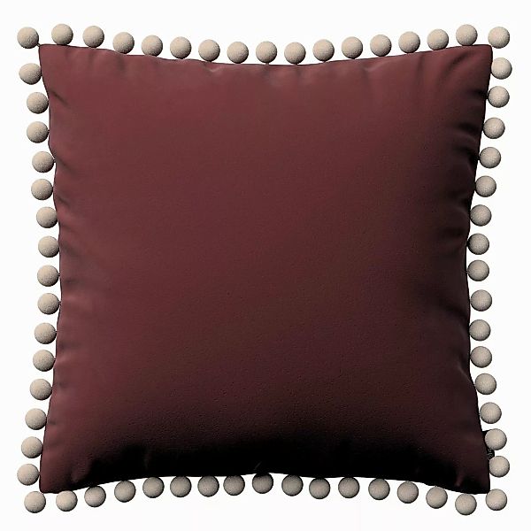 Kissenhülle Wera mit Bommeln, bordeaux, 45 x 45 cm, Velvet (704-26) günstig online kaufen