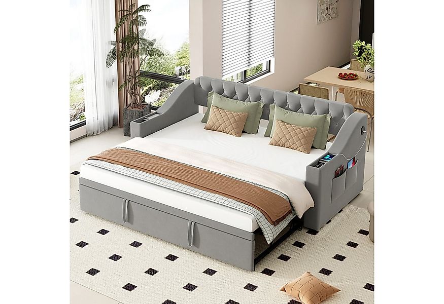 OKWISH Schlafsofa Doppelbett Daybett Tagesbett Polsterbett, mit USB-Ladeans günstig online kaufen