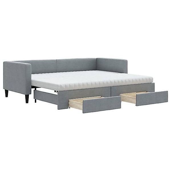 vidaXL Bett, Tagesbett Ausziehbar mit Schubladen Hellgrau 80x200 cm Stoff günstig online kaufen