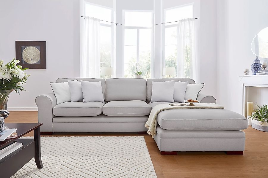 Home affaire Ecksofa "Broughton L-Form", weicher Sitzkomfort, incl. 4 Zierk günstig online kaufen