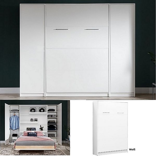 QMM TraumMöbel Schrankbett Klappbett VB 90 x 200 mit 2 Schränken (Schrankbe günstig online kaufen