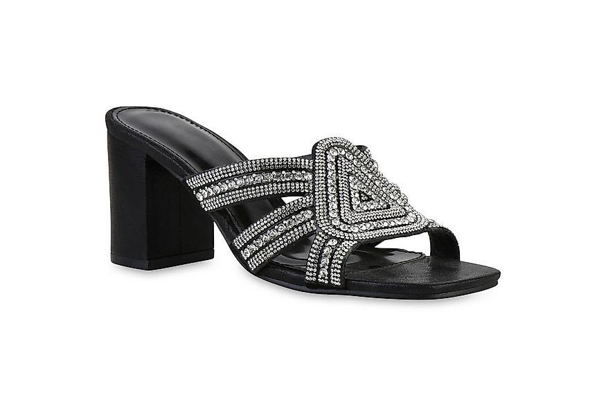 VAN HILL 841539 Sandalette Damen Pantoletten Sandaletten Strass Cut-Outs Ab günstig online kaufen