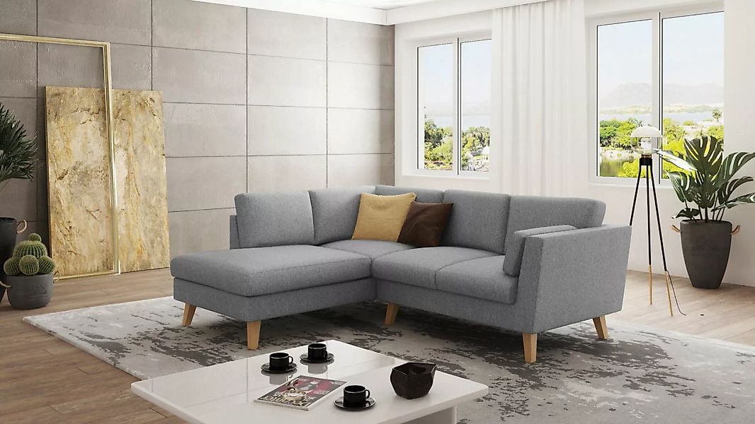 S-Style Möbel Ecksofa mit Holzfüßen im skandinavischen Stil Angeles, mit We günstig online kaufen