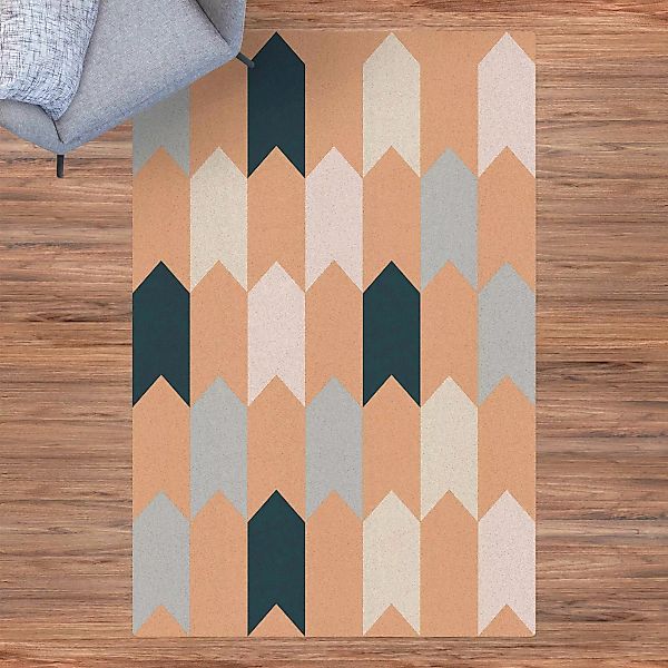 Kork-Teppich Geometrisches Muster aus Pfeiltürmen günstig online kaufen