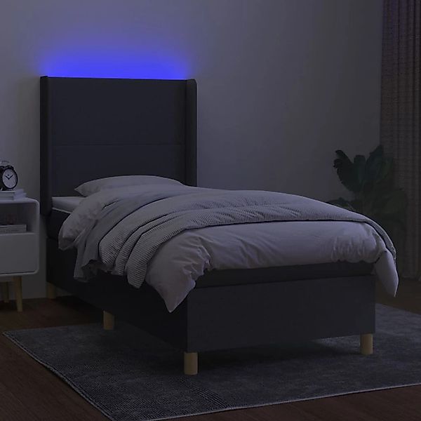 vidaXL Boxspringbett mit Matratze & LED Dunkelgrau 90x190 cm Stoff 3138678 günstig online kaufen