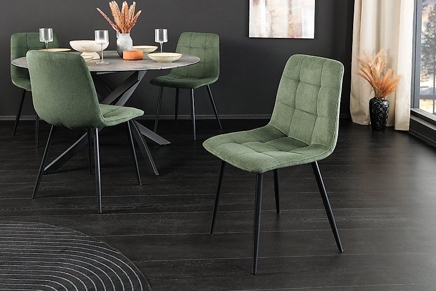 riess-ambiente Esszimmerstuhl TRES CHIC grün / schwarz - Cord, Metallbeine, günstig online kaufen
