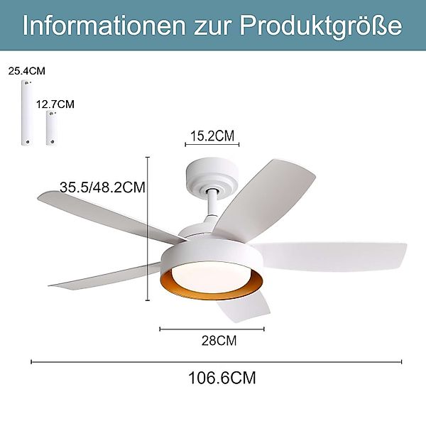 Sofucor Deckenventilator mit 18W LED-Beleuchtung und günstig online kaufen