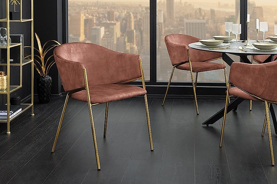 riess-ambiente Esszimmerstuhl NOBLESSE rosé / gold - Samt, Metallgestell, R günstig online kaufen