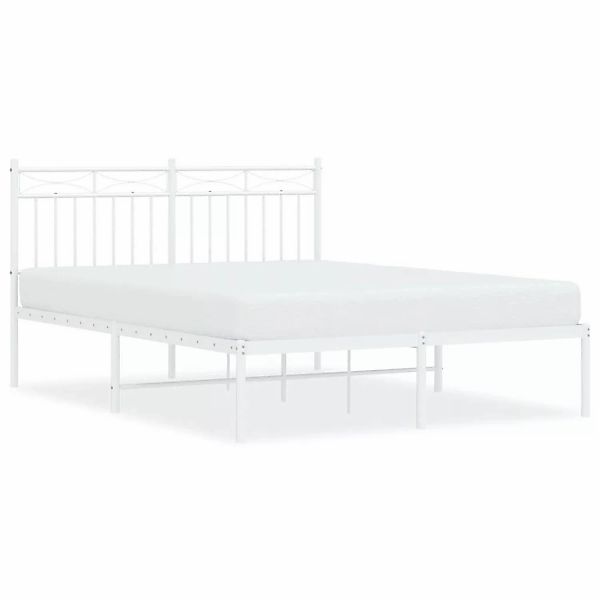 vidaXL Bettgestell Bettrahmen mit Kopfteil Metall Weiß 140x200 cm Bett Bett günstig online kaufen