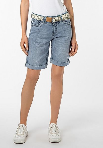 SUBLEVEL Jeansbermudas Damen Jeans Shorts kurze Hose mit buntem Gürtel 5 Po günstig online kaufen
