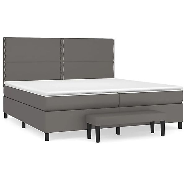 vidaXL Boxspringbett mit Matratze Grau 200x200 cm Kunstleder1469556 günstig online kaufen