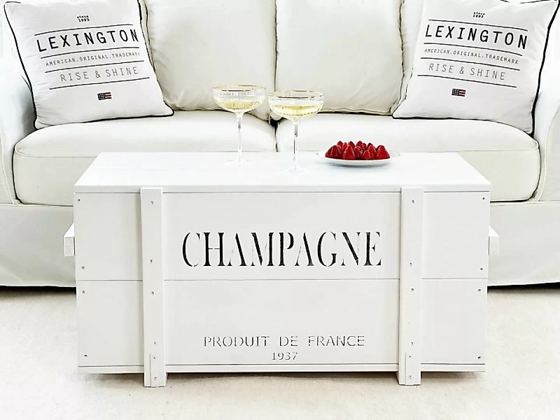 Vintage Holztruhe "Champagne" weiß günstig online kaufen