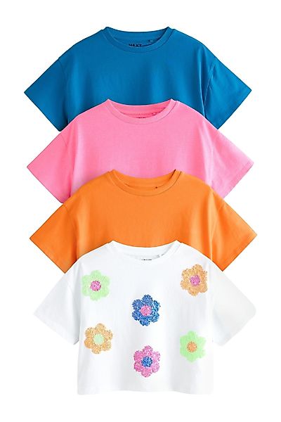 Next Paillettenshirt 4er-Pack kastige T-Shirts mit günstig online kaufen