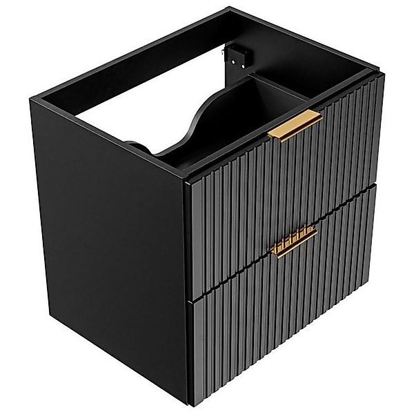 Lomadox Waschbeckenschrank ADELAIDE-56-BLACK schwarz mit gerilllter günstig online kaufen
