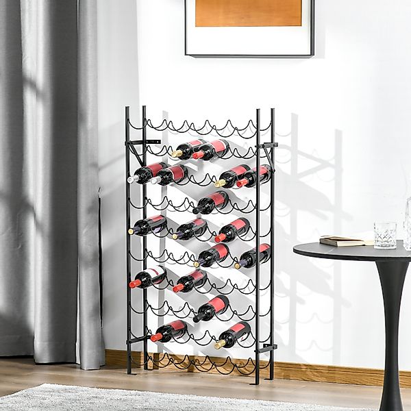 HOMCOM Weinregal für 60 Flaschen, wandmontierbares Flaschenregal aus Metall günstig online kaufen