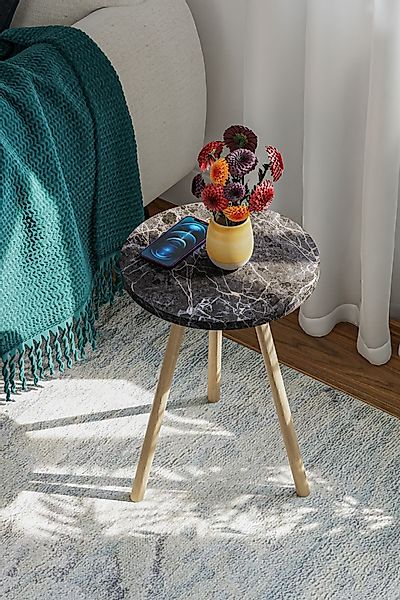 en.casa Beistelltisch, runde Tischplatte, Holzbeine, Farbe: günstig online kaufen