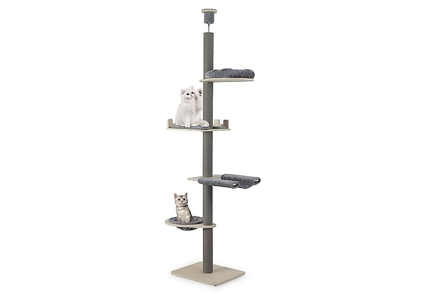 COSTWAY Kratzbaum, 5-stöckiger Katzenbaum, deckenhoch, 236-271 cm, mit Korb günstig online kaufen