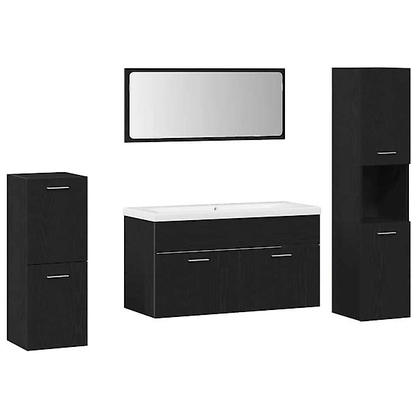 vidaXL Badezimmermöbel Set 5-Tlg Schwarz Eichen-Optik 30 x 30 x 130 cm 3334 günstig online kaufen