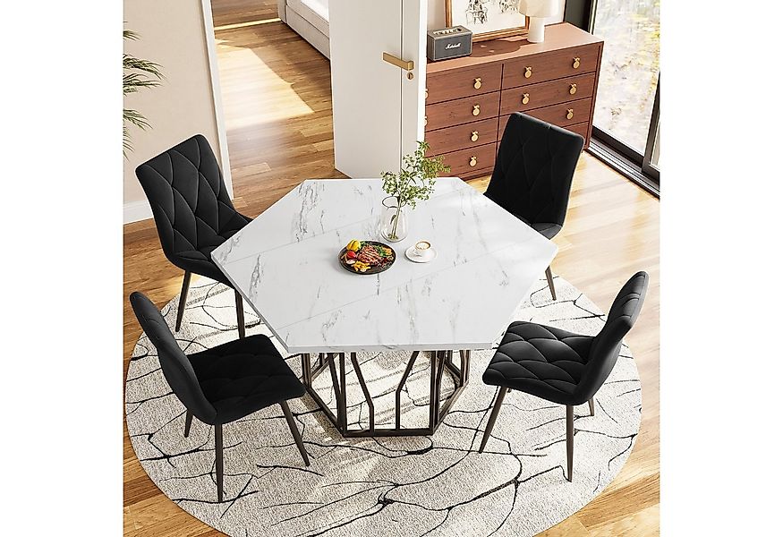 IDEASY Essgruppe 5-teiliges Set, Esstisch- und Stuhlset für 4 Personen, (1E günstig online kaufen