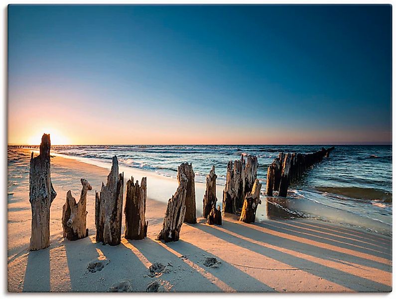 Artland Wandbild "Sonnenuntergang Strand Wellenbrecher" Meer Bilder 1 Stk. günstig online kaufen