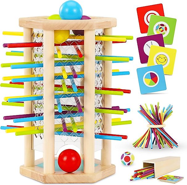 POPOLIC Lernspielzeug Brettspiel aus Holz, Montessori-Spielzeug mit bunten günstig online kaufen