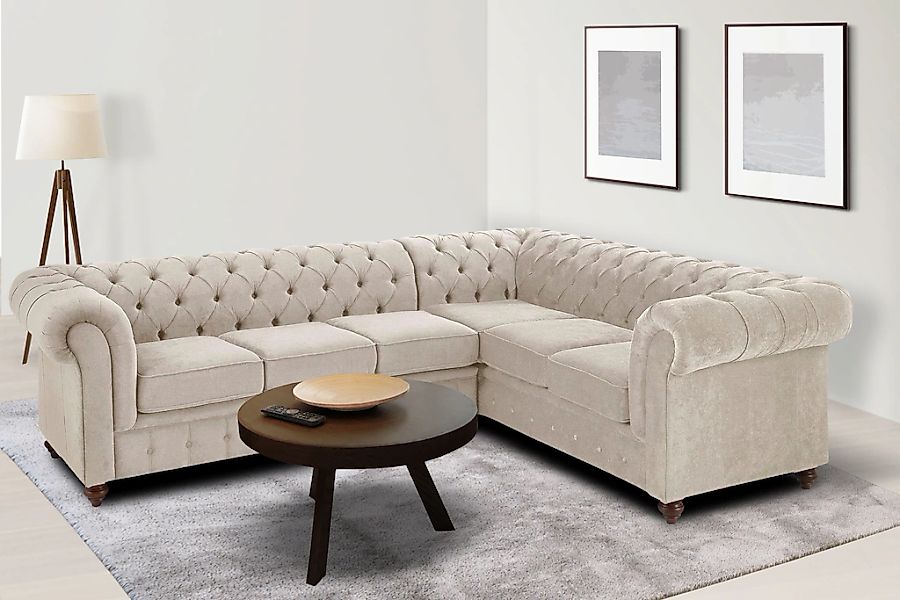 Home affaire Chesterfield-Sofa "Chesterfield Ecksofa, auch in Leder L-Form" günstig online kaufen